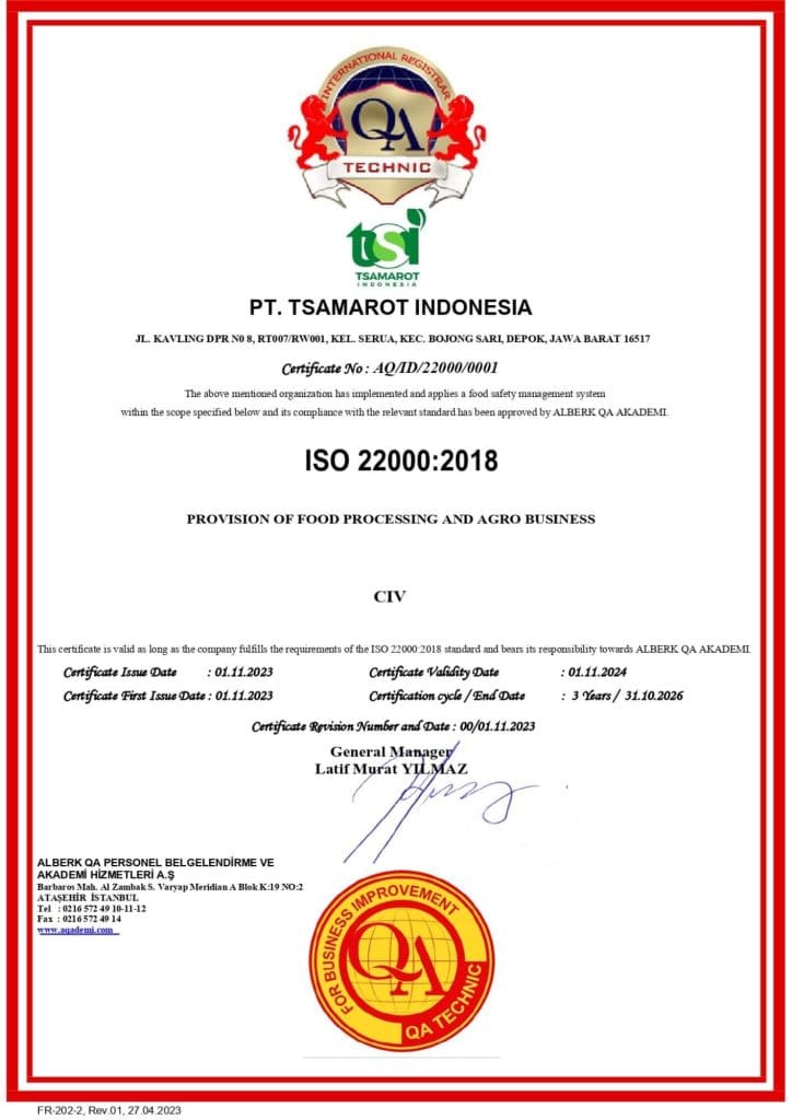 Sertifikasi ISO 22000:2018 Food Safety Management
